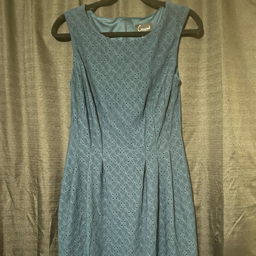 Teal scoop neck skater dress